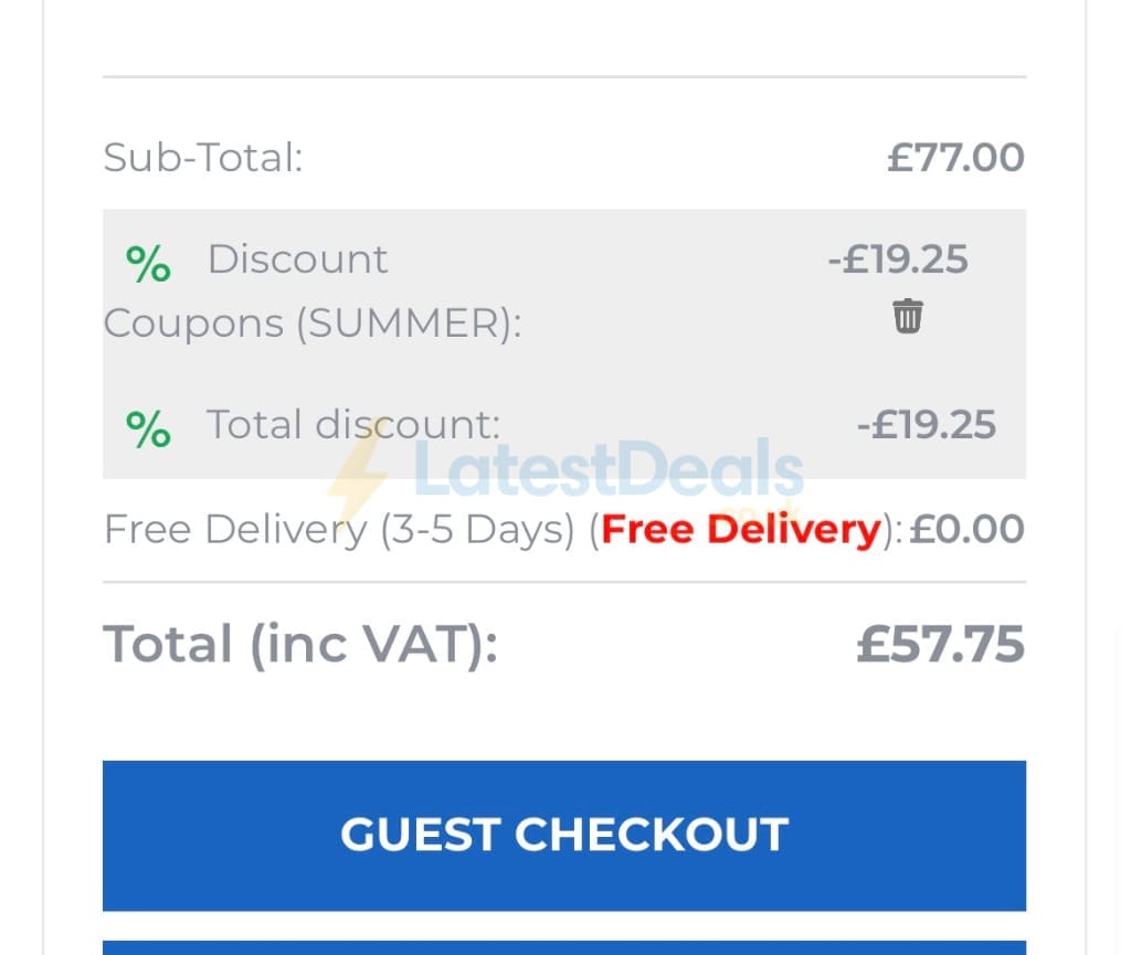 Screenshot of the Duke Direct discount code working