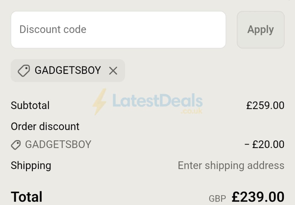 Screenshot of the Desktronic discount code working
