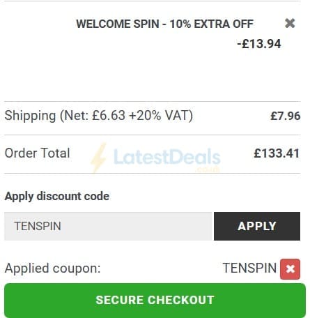 Screenshot of the Newblinds.co.uk discount code working
