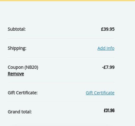 Screenshot of the Skinlight discount code working