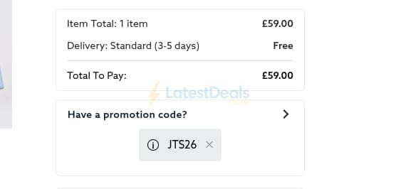Screenshot of the Joseph Turner discount code working