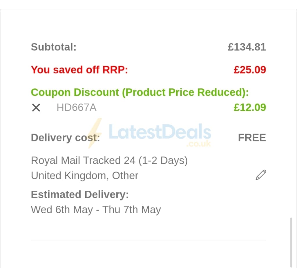 Screenshot of the Standout discount code working