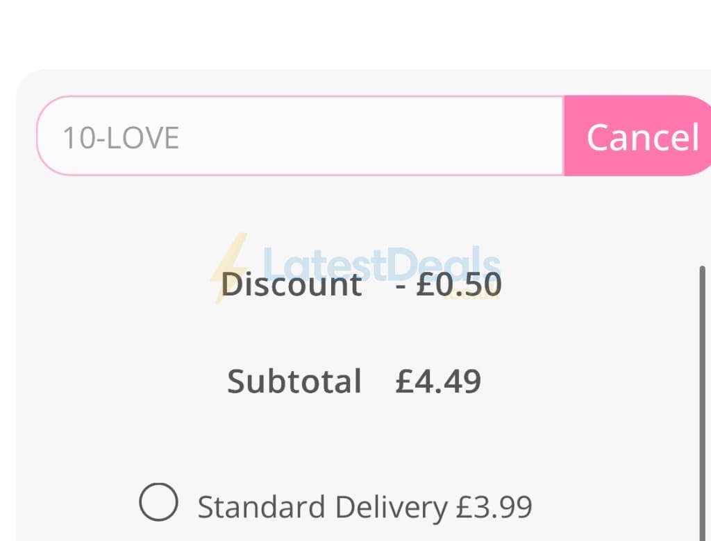 Screenshot of the Personalised Gifts Shop discount code working