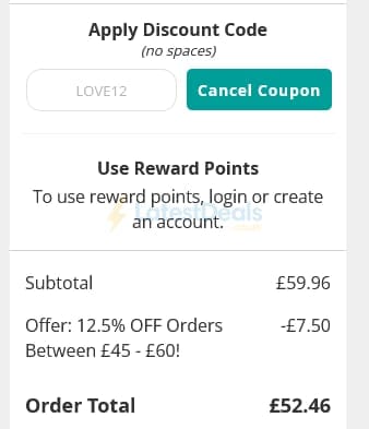 Screenshot of the Love Garden Birds discount code working