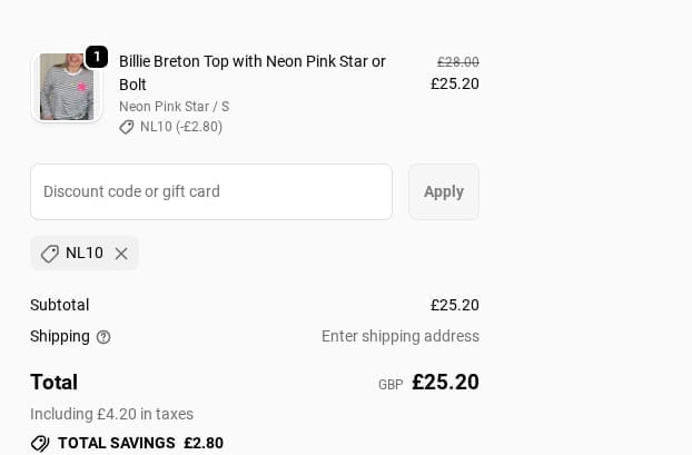 Screenshot of the South of the River discount code working