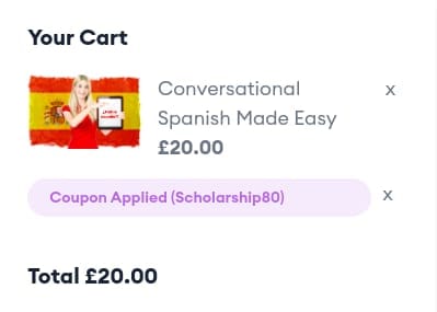 Screenshot of the Of Course discount code working