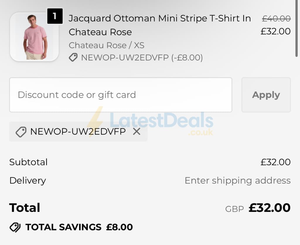 Screenshot of the Original Penguin discount code working