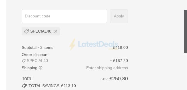 Screenshot of the Prolon UK discount code working