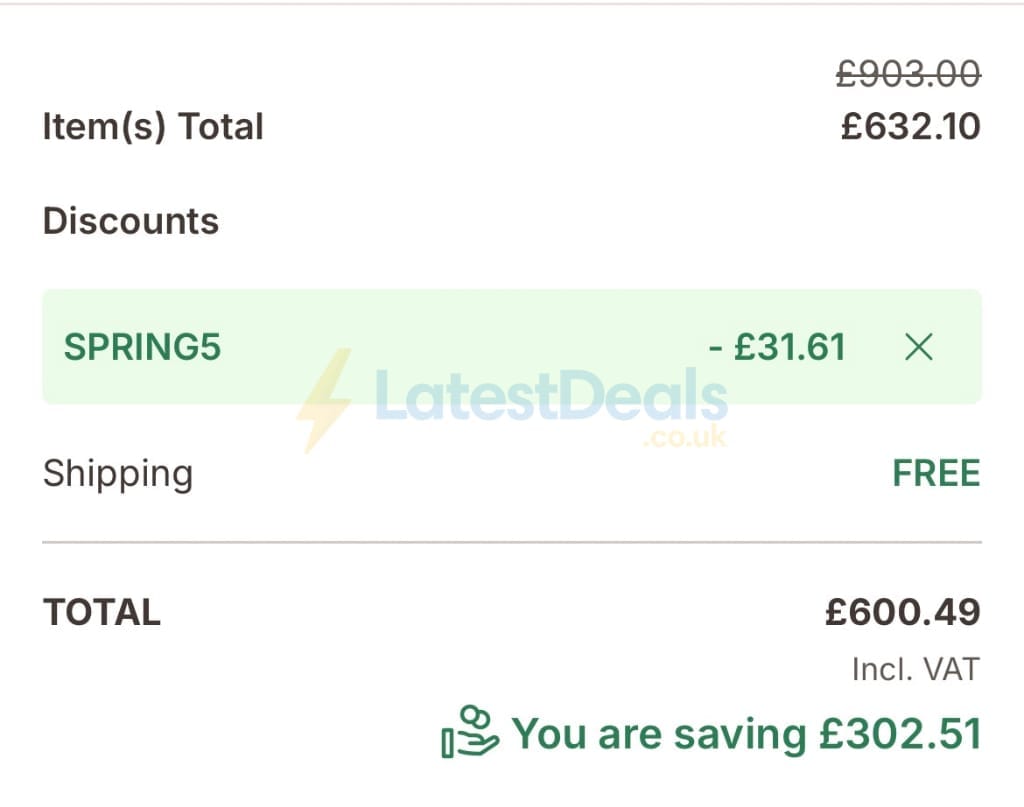 Screenshot of the Emma discount code working