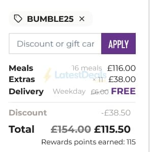 Screenshot of the Planty discount code working