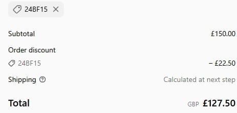 Screenshot of the JW PEI discount code working