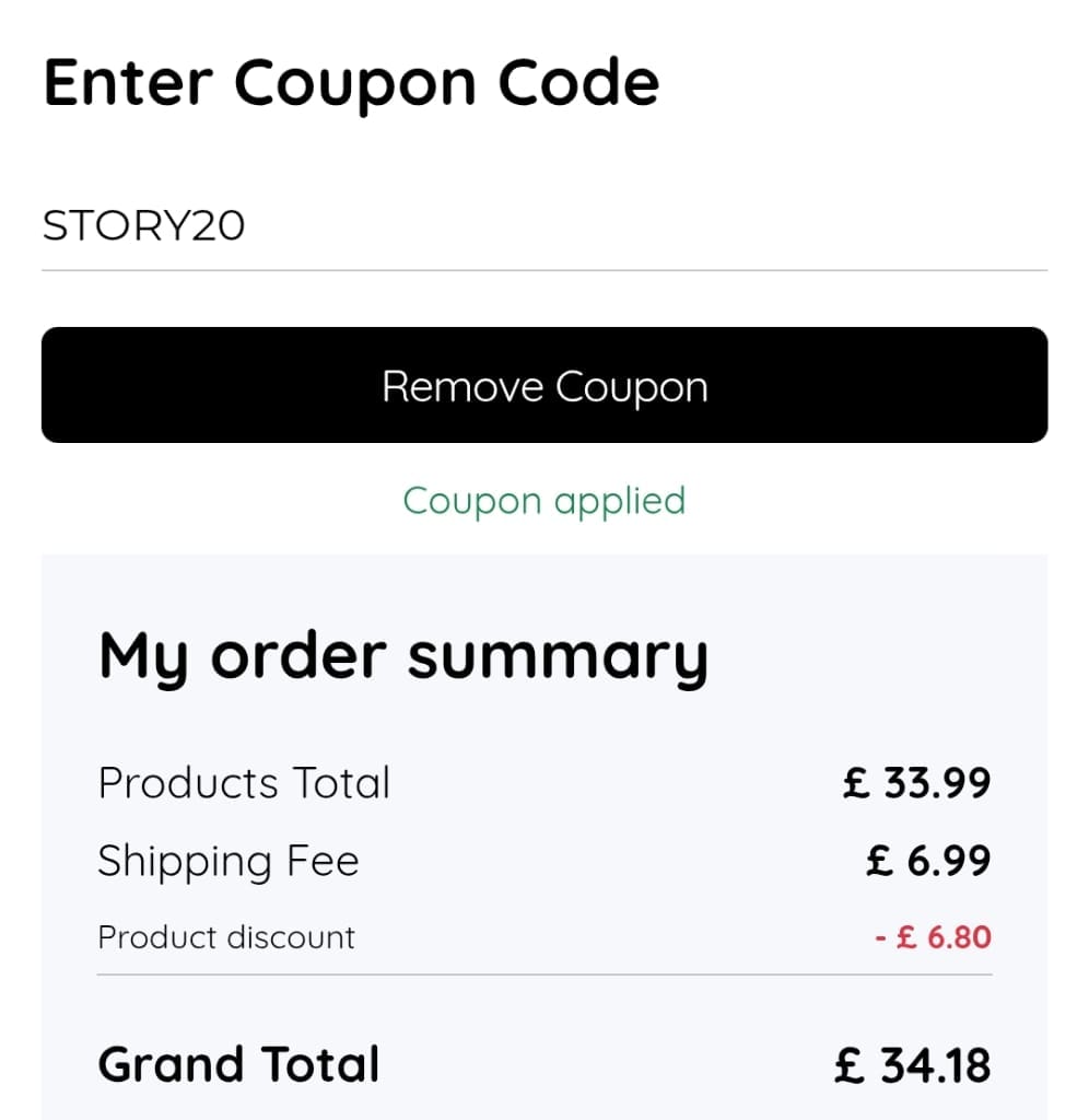Screenshot of the myphotobook discount code working