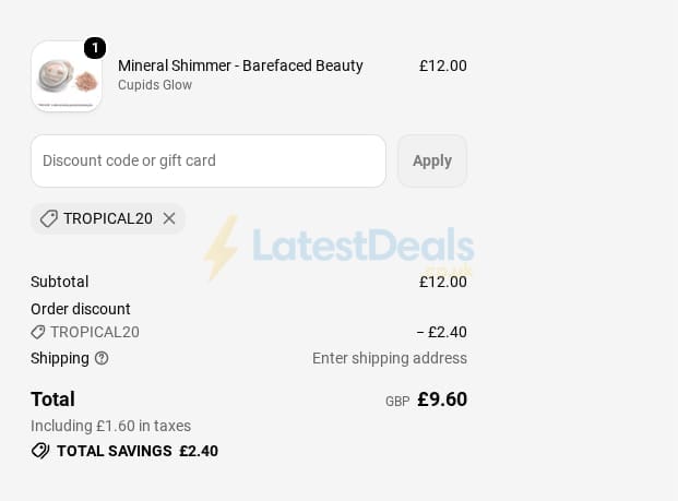 Screenshot of the Lyonsleaf discount code working