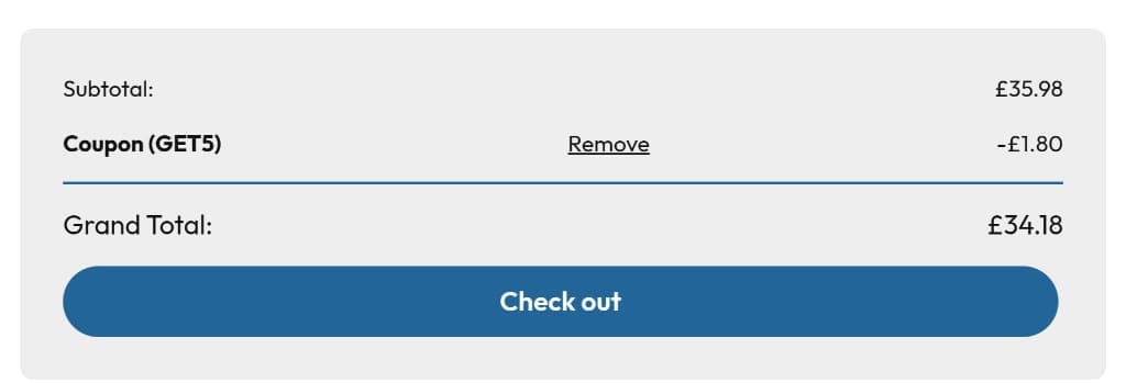 Screenshot of the Parrot Essentials discount code working