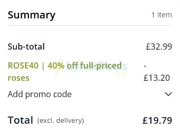 Screenshot of the Crocus discount code working