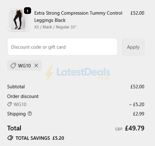 Screenshot of the TLC Sport discount code working