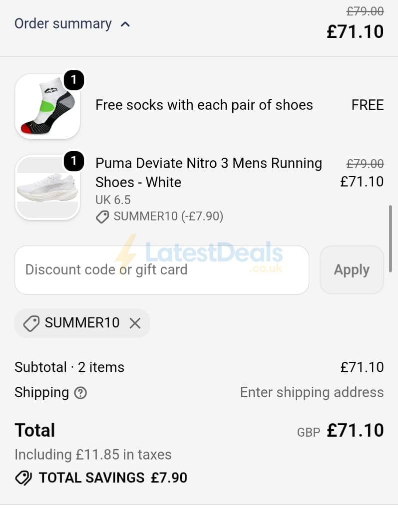 Screenshot of the Start Fitness discount code working