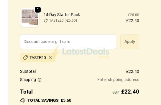 Screenshot of the Purition discount code working