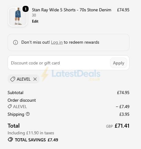 Screenshot of the Route One discount code working