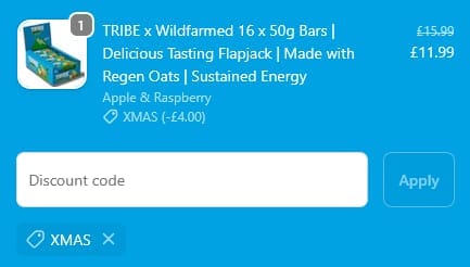 Screenshot of the Wearetribe discount code working