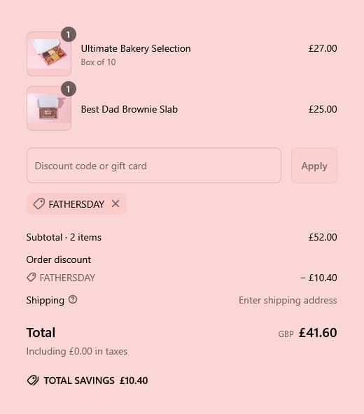 Screenshot of the Cake Or Death discount code working