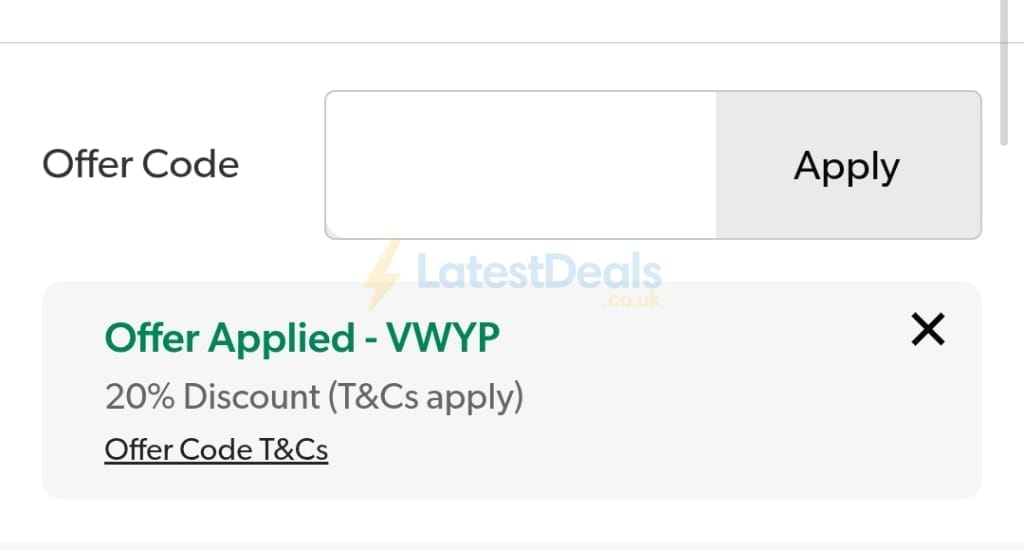 Screenshot of the Kaleidoscope discount code working