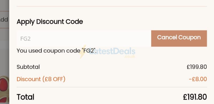 Screenshot of the Gnoce discount code working