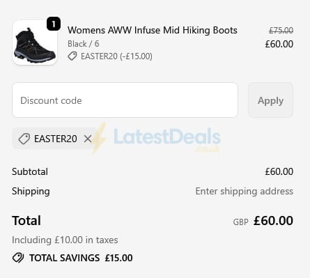 Screenshot of the HI-TEC discount code working