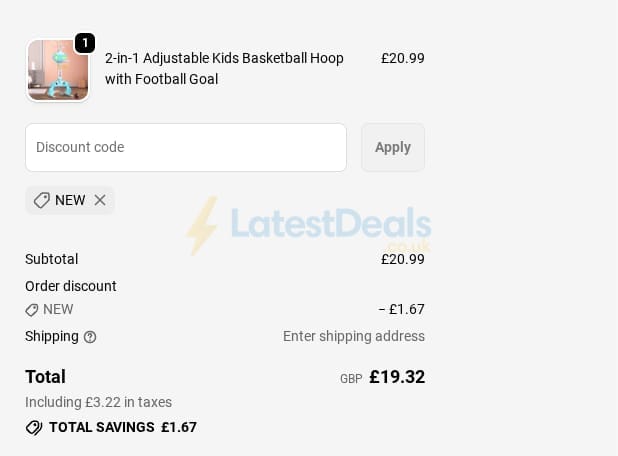 Screenshot of the Bathroom Deco discount code working