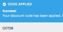 Screenshot of the Virgin Experience Days discount code working