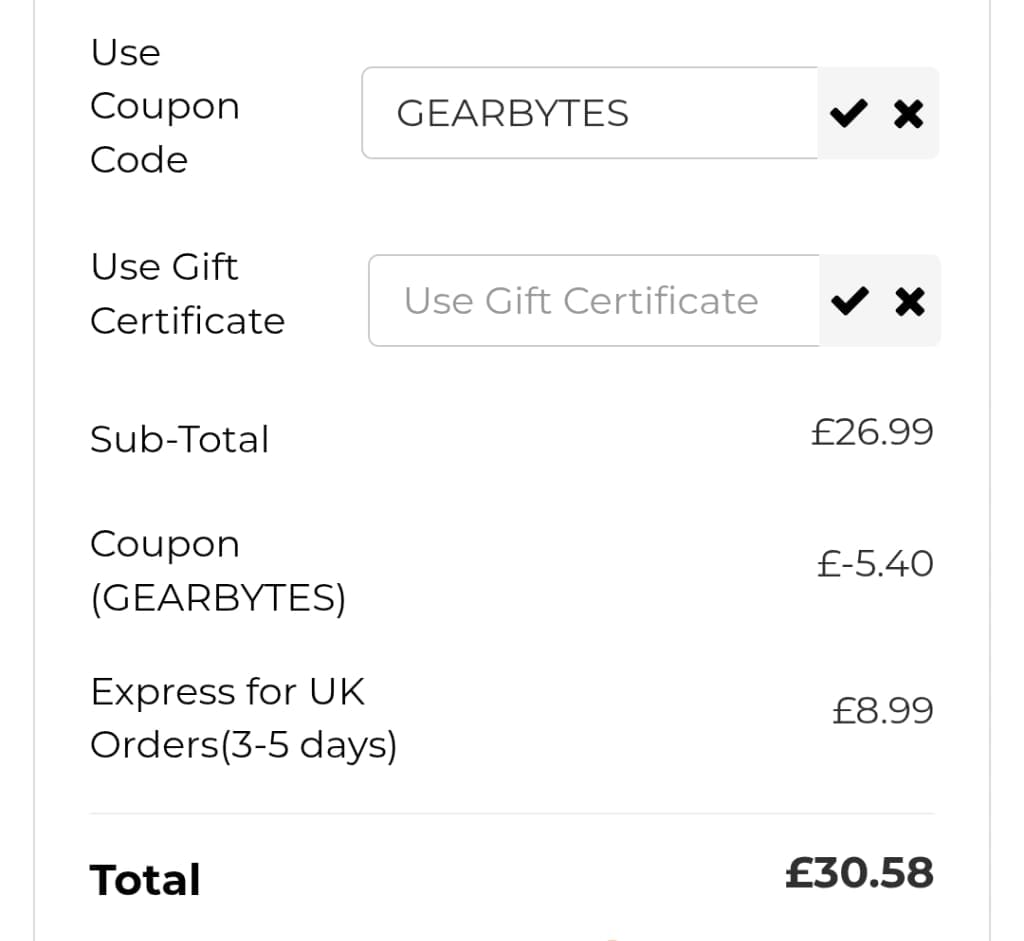 Screenshot of the K&F Concept discount code working