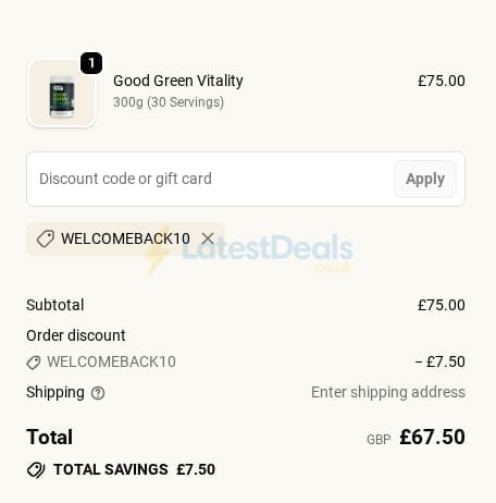 Screenshot of the Nuzest discount code working
