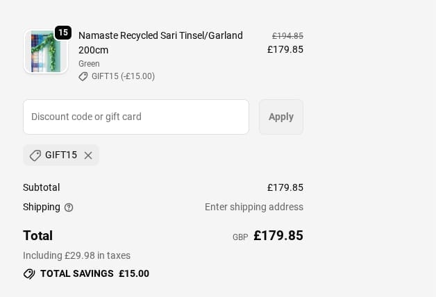 Screenshot of the Plastic Freedom discount code working