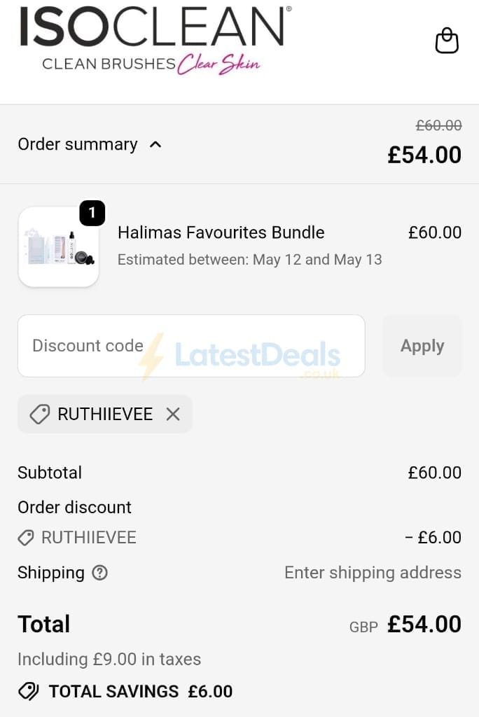 Screenshot of the ISO Clean discount code working