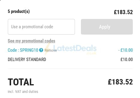 Screenshot of the Vinatis discount code working