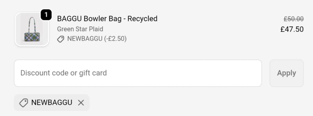 Screenshot of the Plastic Freedom discount code working