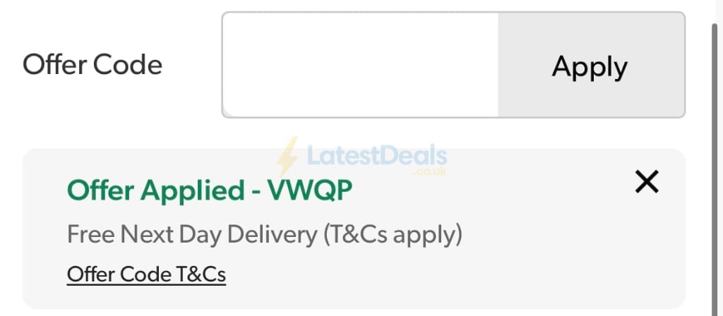 Screenshot of the Curvissa discount code working