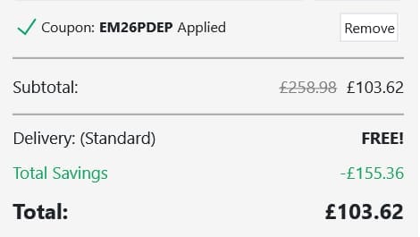 Screenshot of the Printerpix discount code working