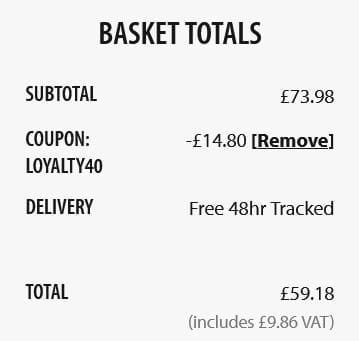 Screenshot of the Purearth discount code working