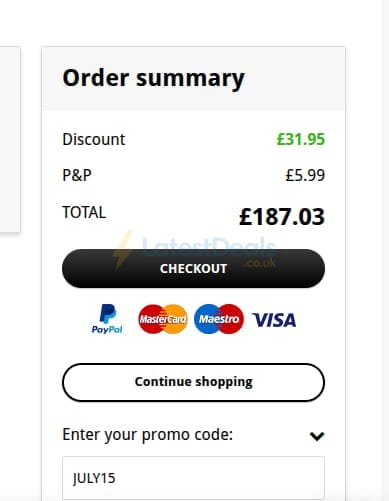 Screenshot of the Hippowaste discount code working