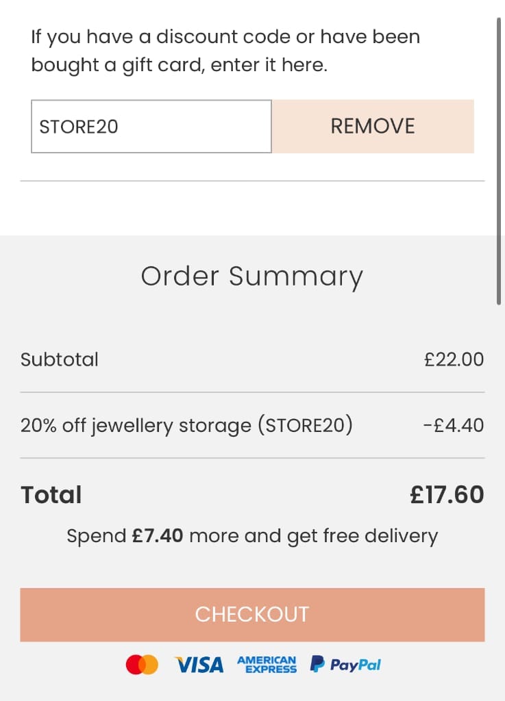 Screenshot of the Lisa Angel discount code working