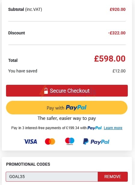 Screenshot of the Garden Buildings Direct discount code working