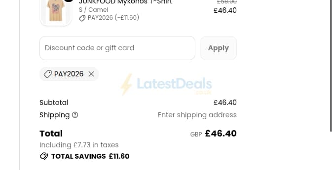 Screenshot of the Spoiled Brat discount code working
