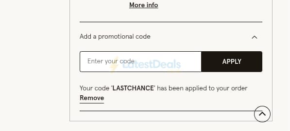 Screenshot of the Monsoon discount code working