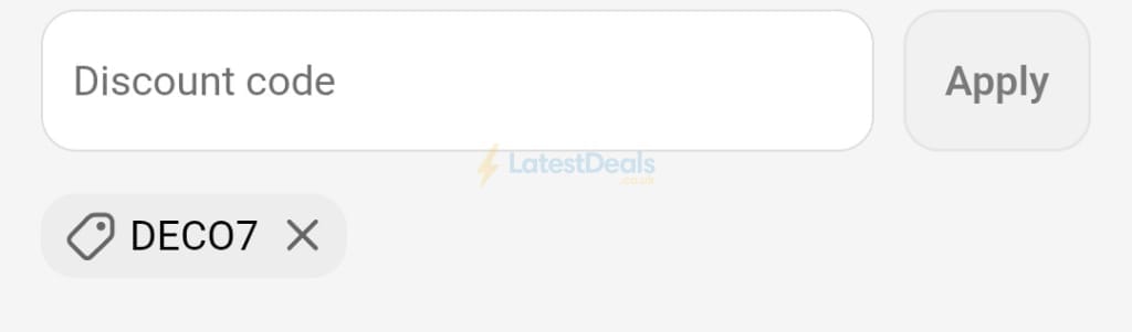 Screenshot of the Bathroom Deco discount code working