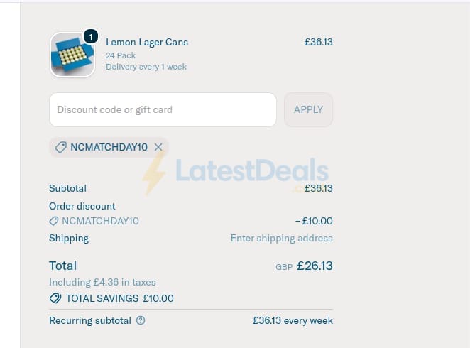 Screenshot of the Lucky Saint discount code working