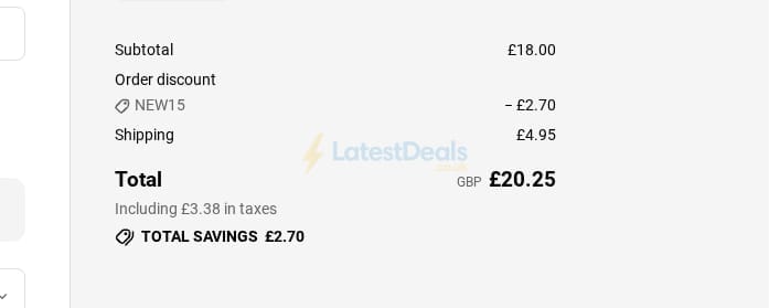 Screenshot of the Fredaldous discount code working