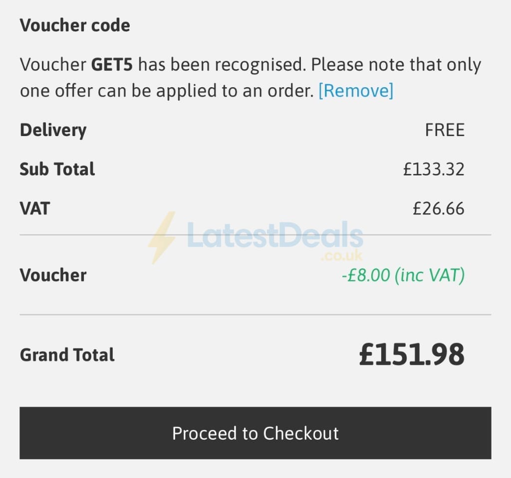 Screenshot of the Toner Giant discount code working