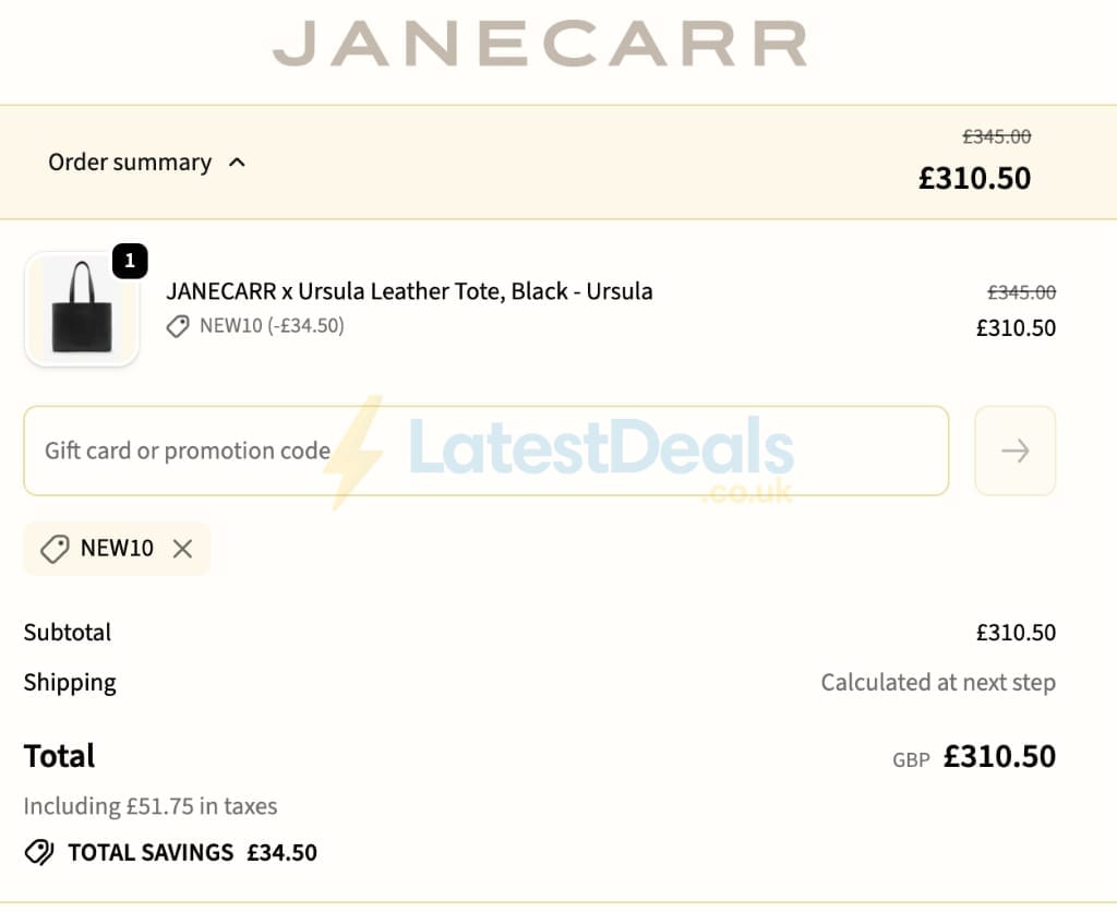 Screenshot of the Janecarr discount code working