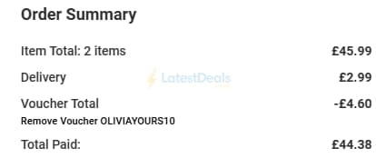 Screenshot of the Yours Clothing discount code working